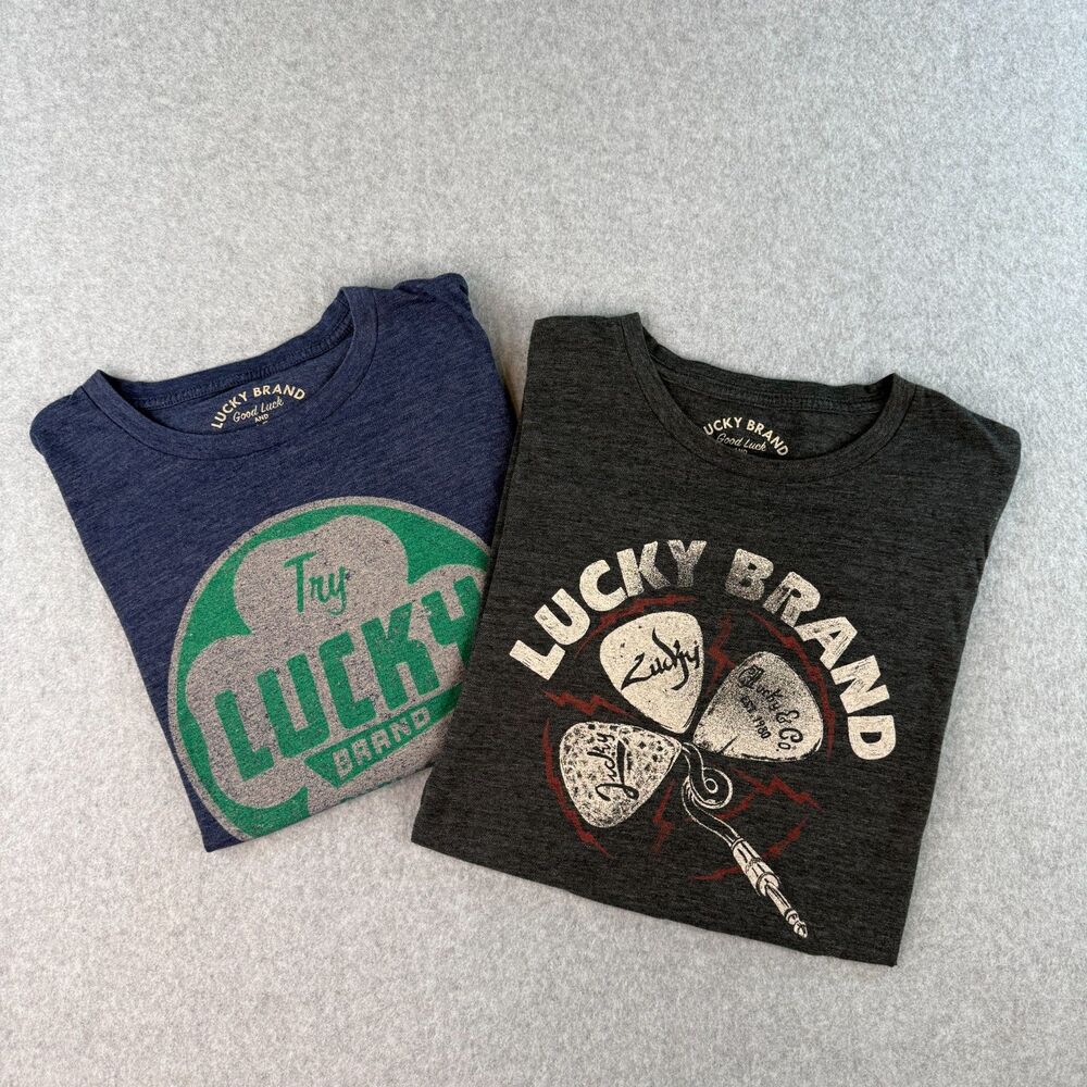 Lucky Brand Casual Graphic T-Shirts "Good Luck & Good Fortune" Size XL Bundle